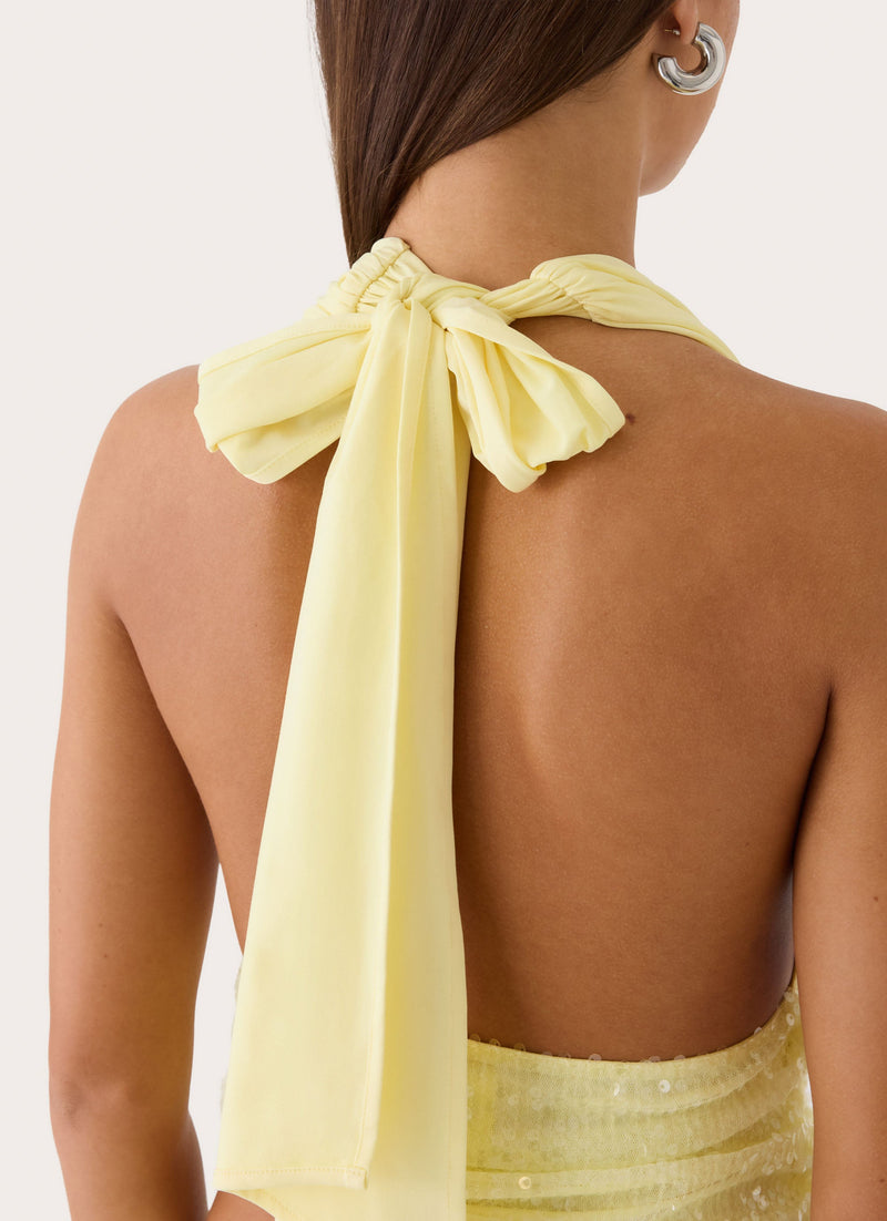 Tavina Sequin Halter Top - Yellow
