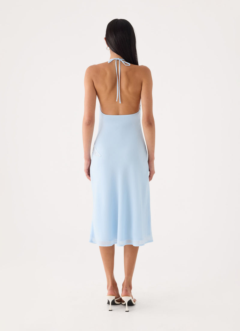 Valeska Beaded Midi Dress - Blue