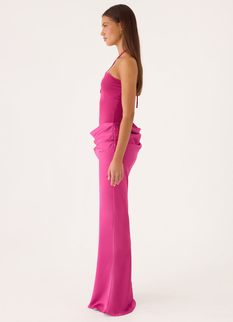 Verner Halter Maxi Dress - Berry
