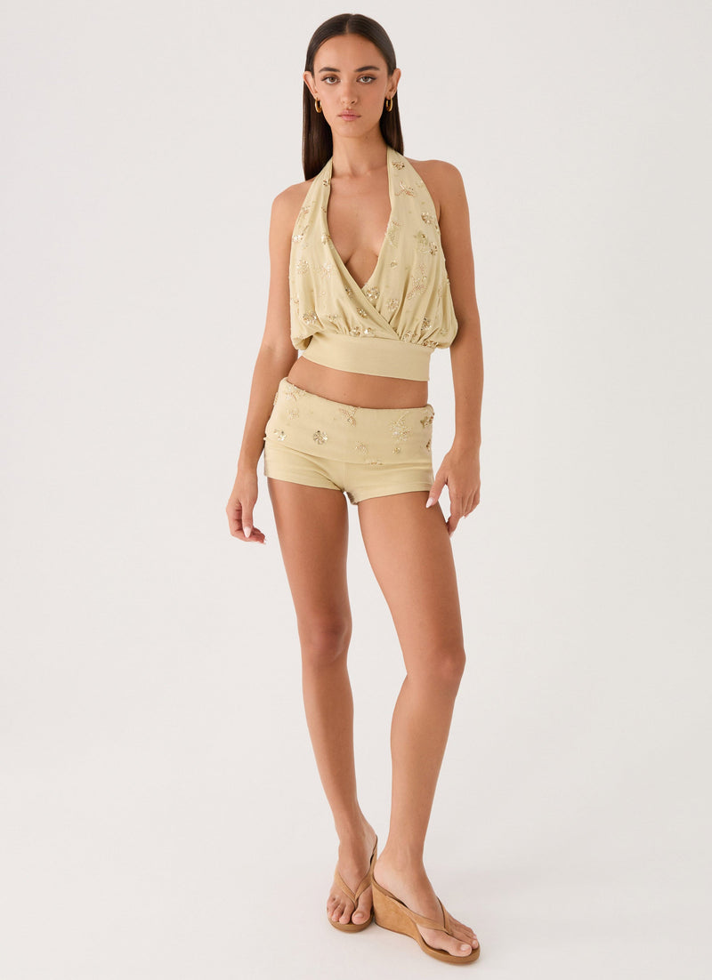 Vivienne Mini Shorts - Pale Olive