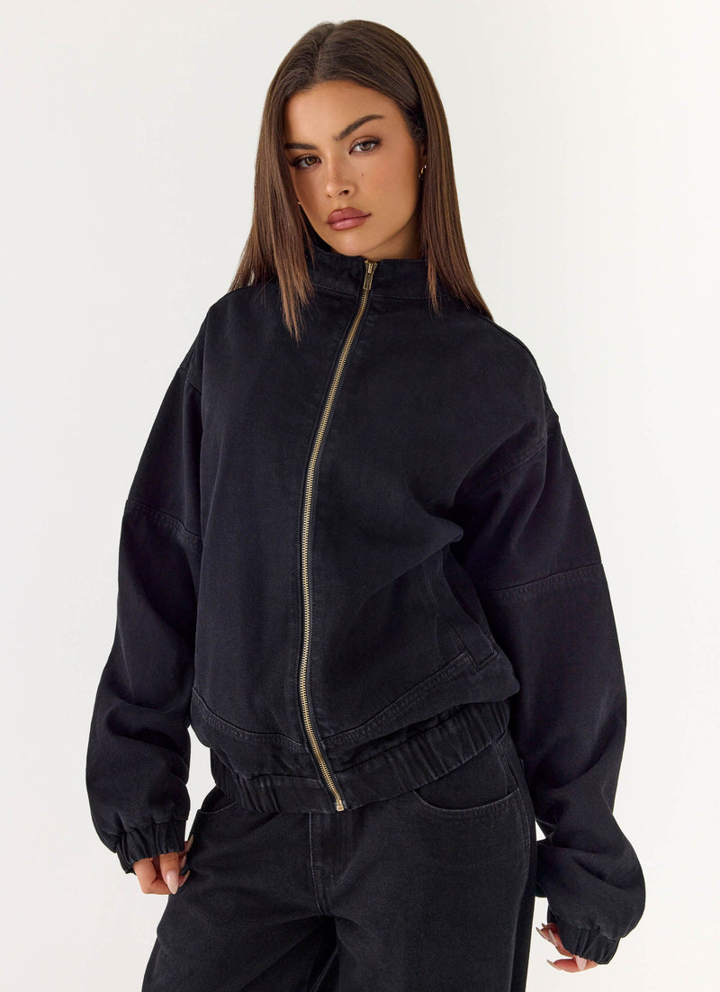 Waylon Denim Bomber Jacket - Black