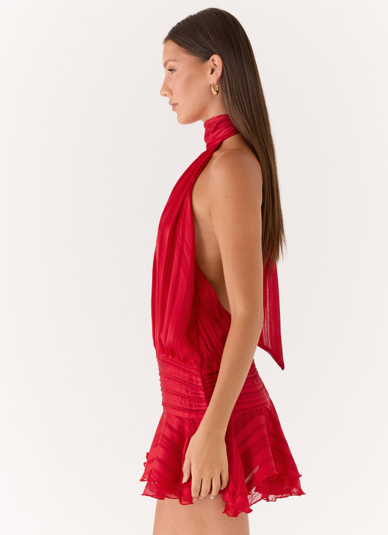 Willow Chiffon Mini Dress - Red