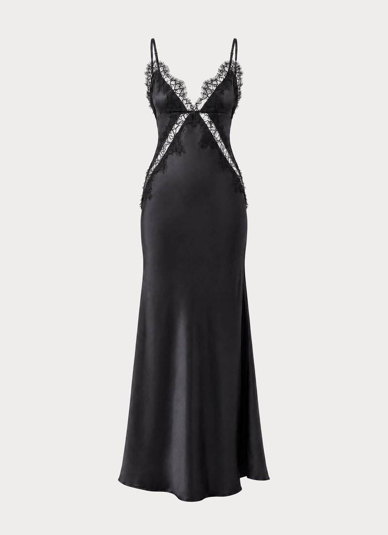 Winona Night Slip Dress - Black
