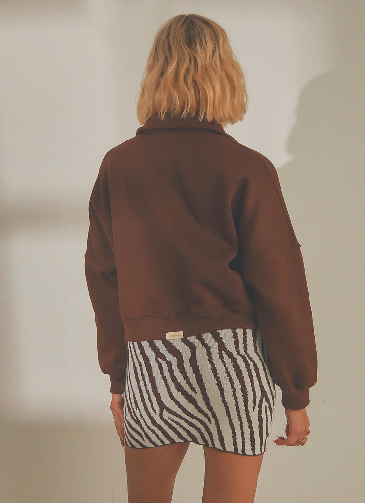 Naya Quarter Zip Jumper - Choc Brown - Peppermayo