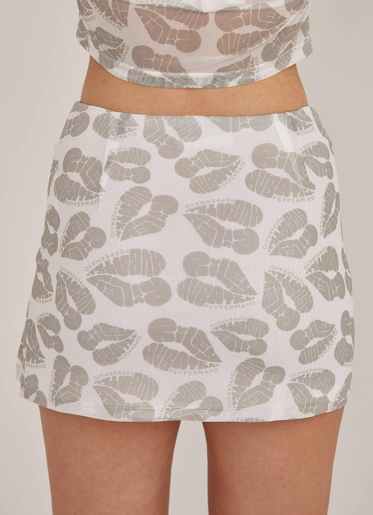 Midnight Kisses Mesh Mini Skirt - Greyscale - Peppermayo