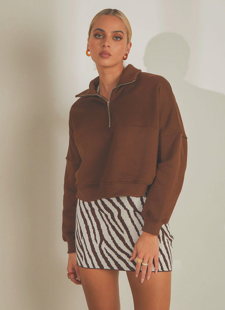 Naya Quarter Zip Jumper - Choc Brown - Peppermayo