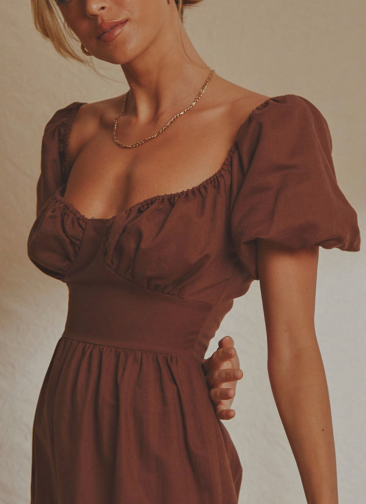 Europe Local Linen Maxi Dress - Choc brown