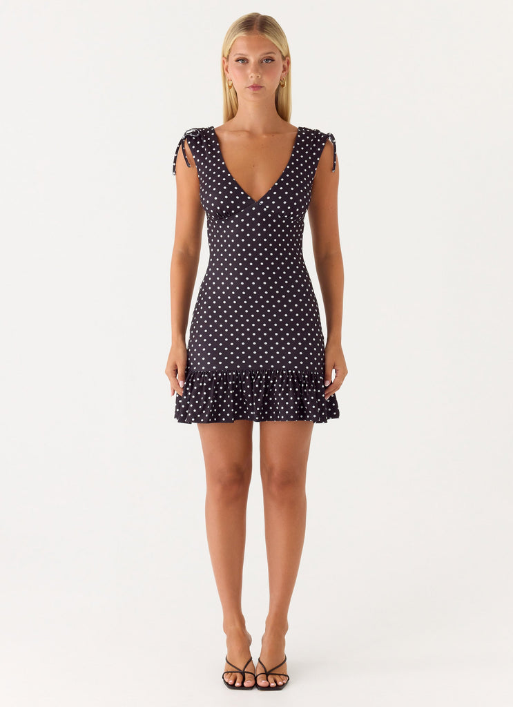 Acacia Mini Dress - Black Polkadot