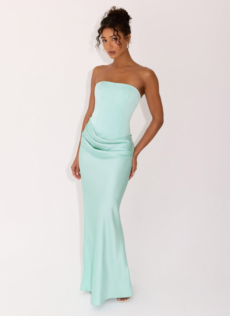 Adara Corset Maxi Dress - Aqua