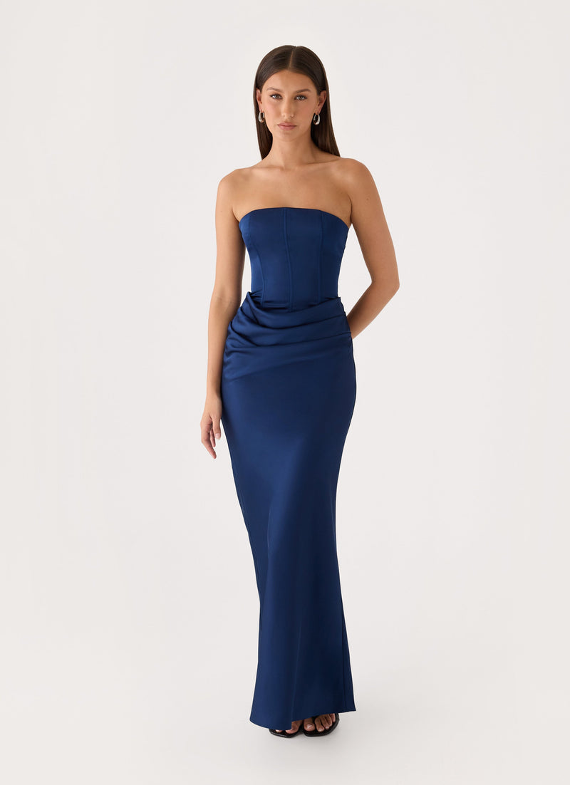 Adara Corset Maxi Dress - Dark Navy