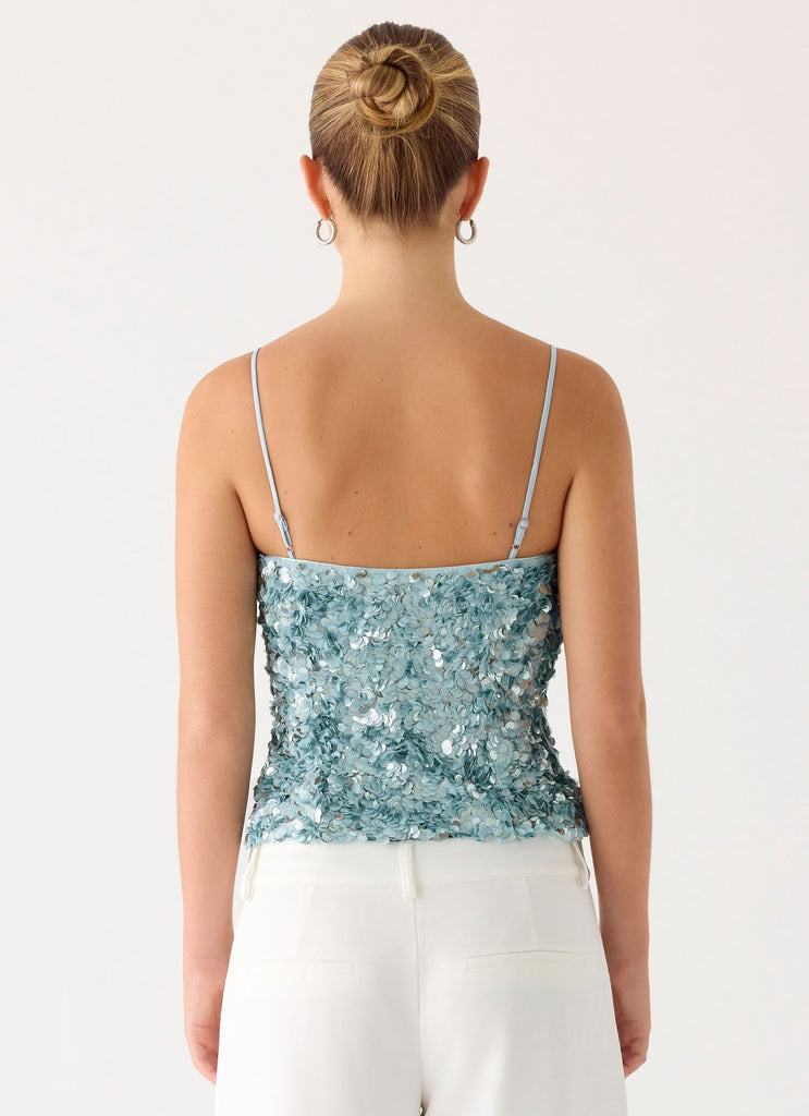 Alayna Sequin Top - Aqua
