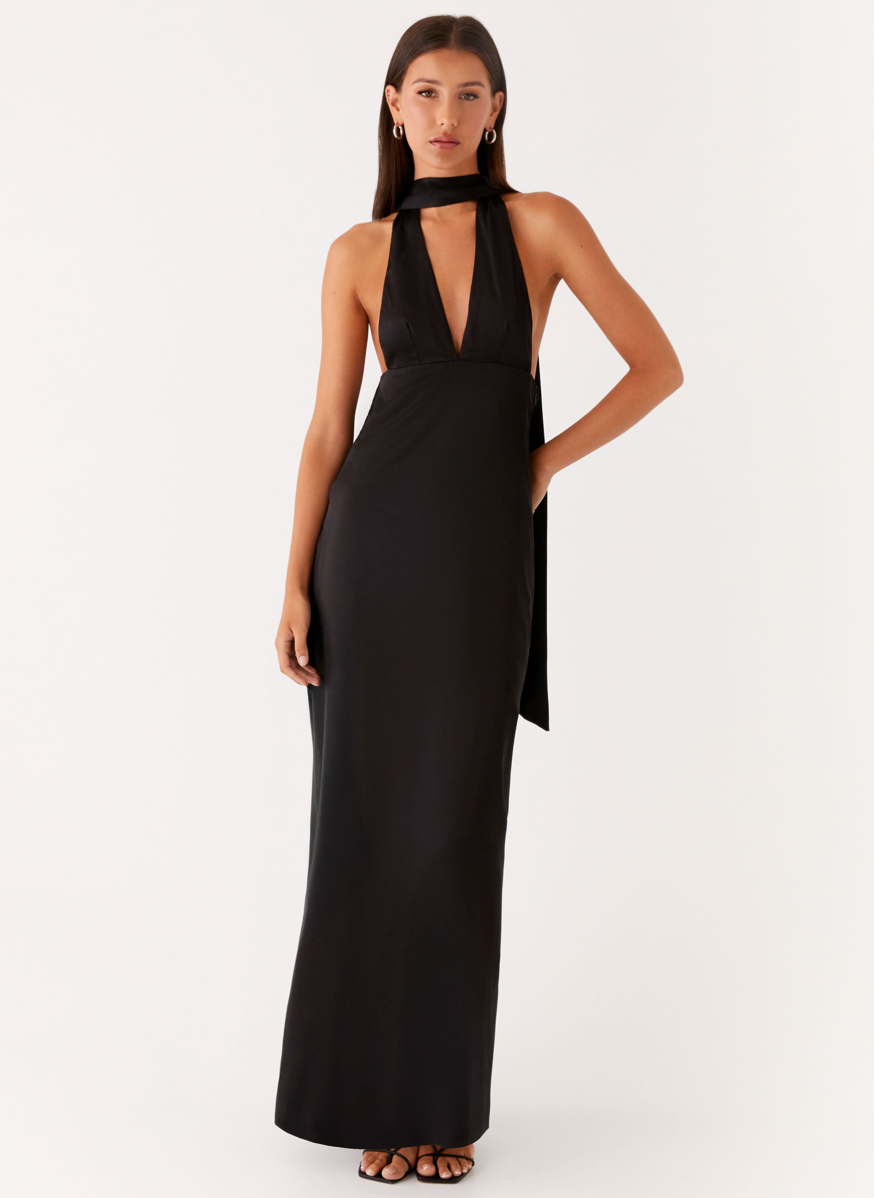 Alicia Satin Halter Maxi Dress