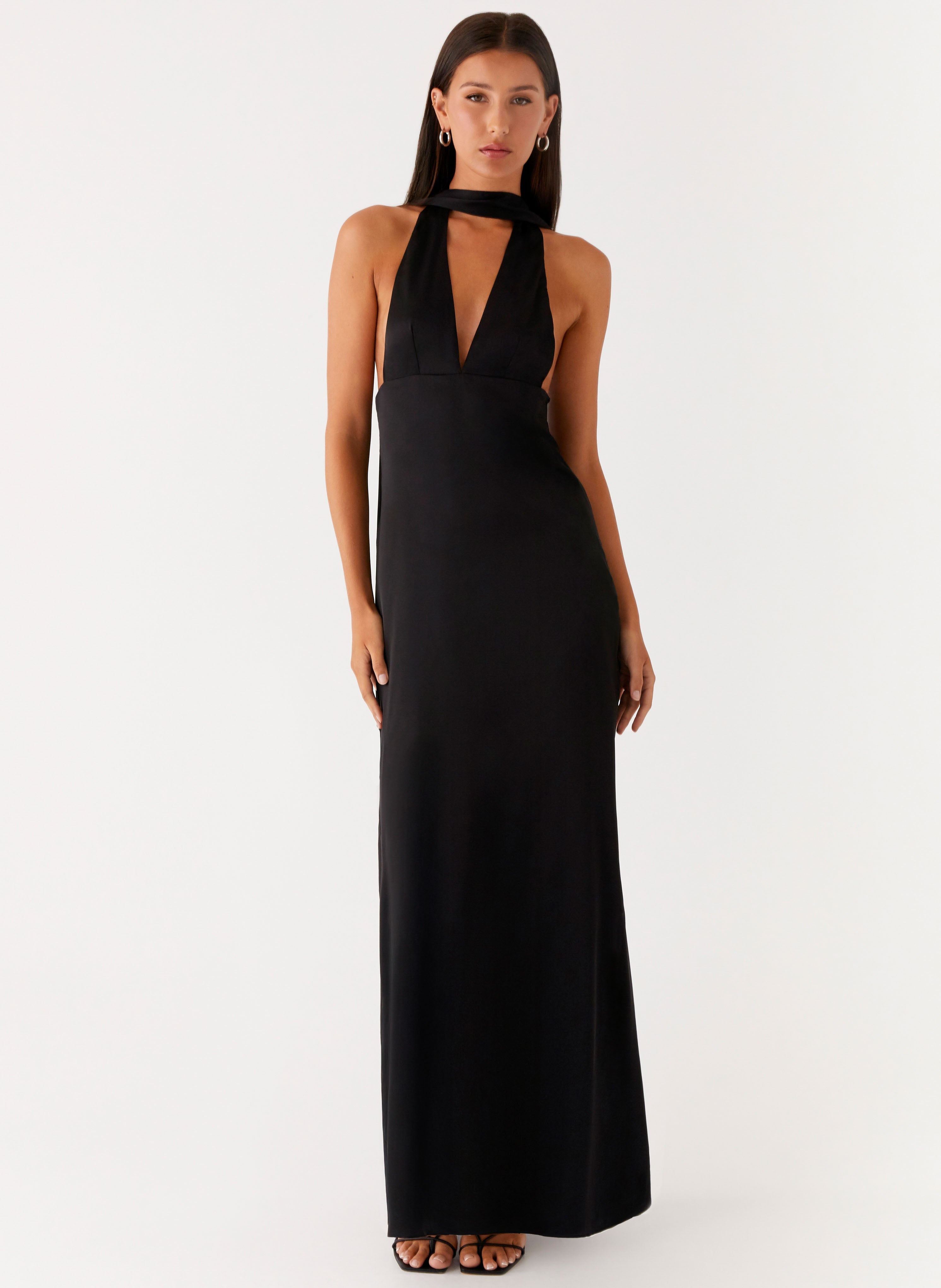 Alicia Satin Halter Maxi Dress