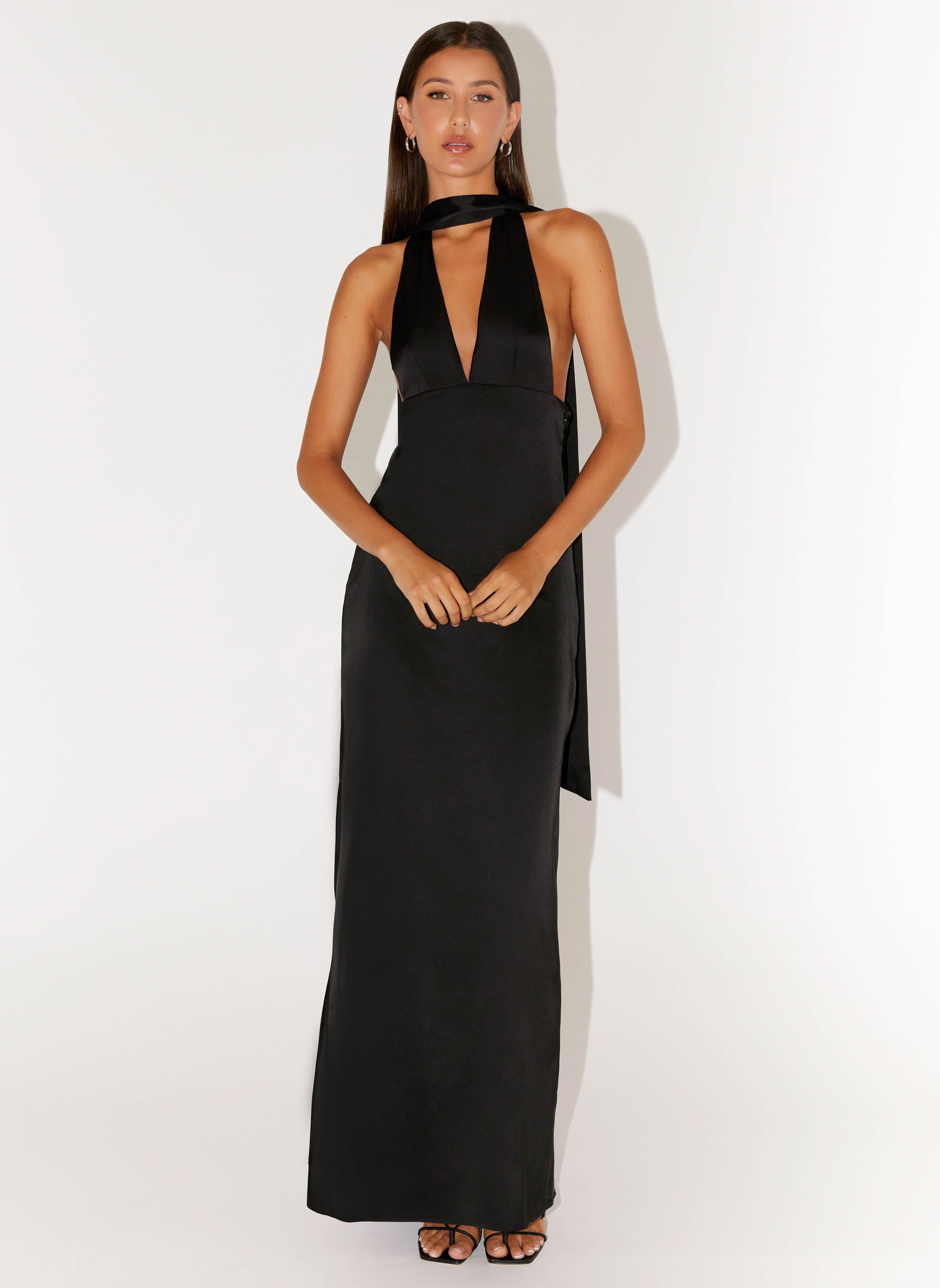 Alicia Satin Halter Maxi Dress