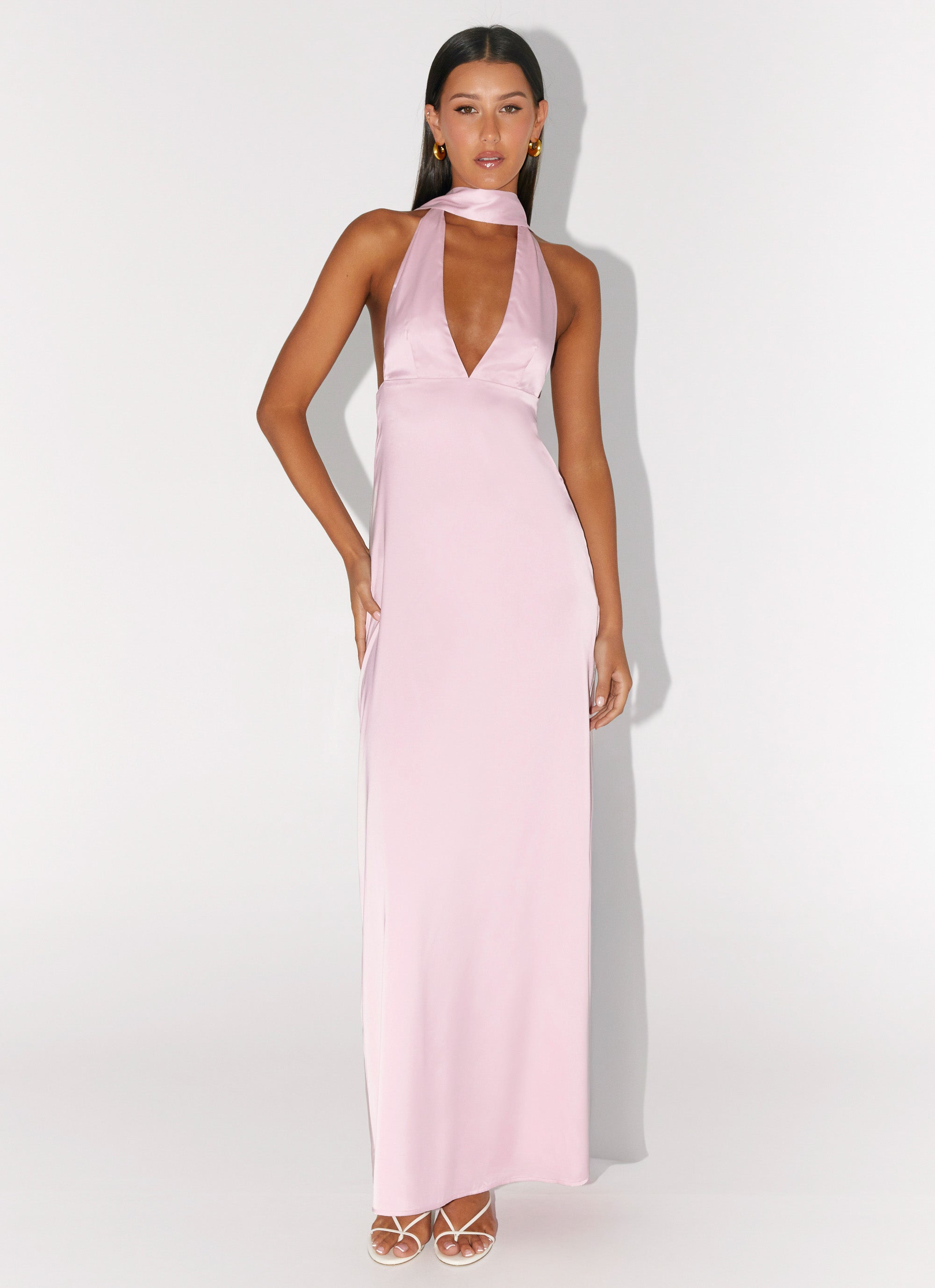 Alicia Satin Halter Maxi Dress