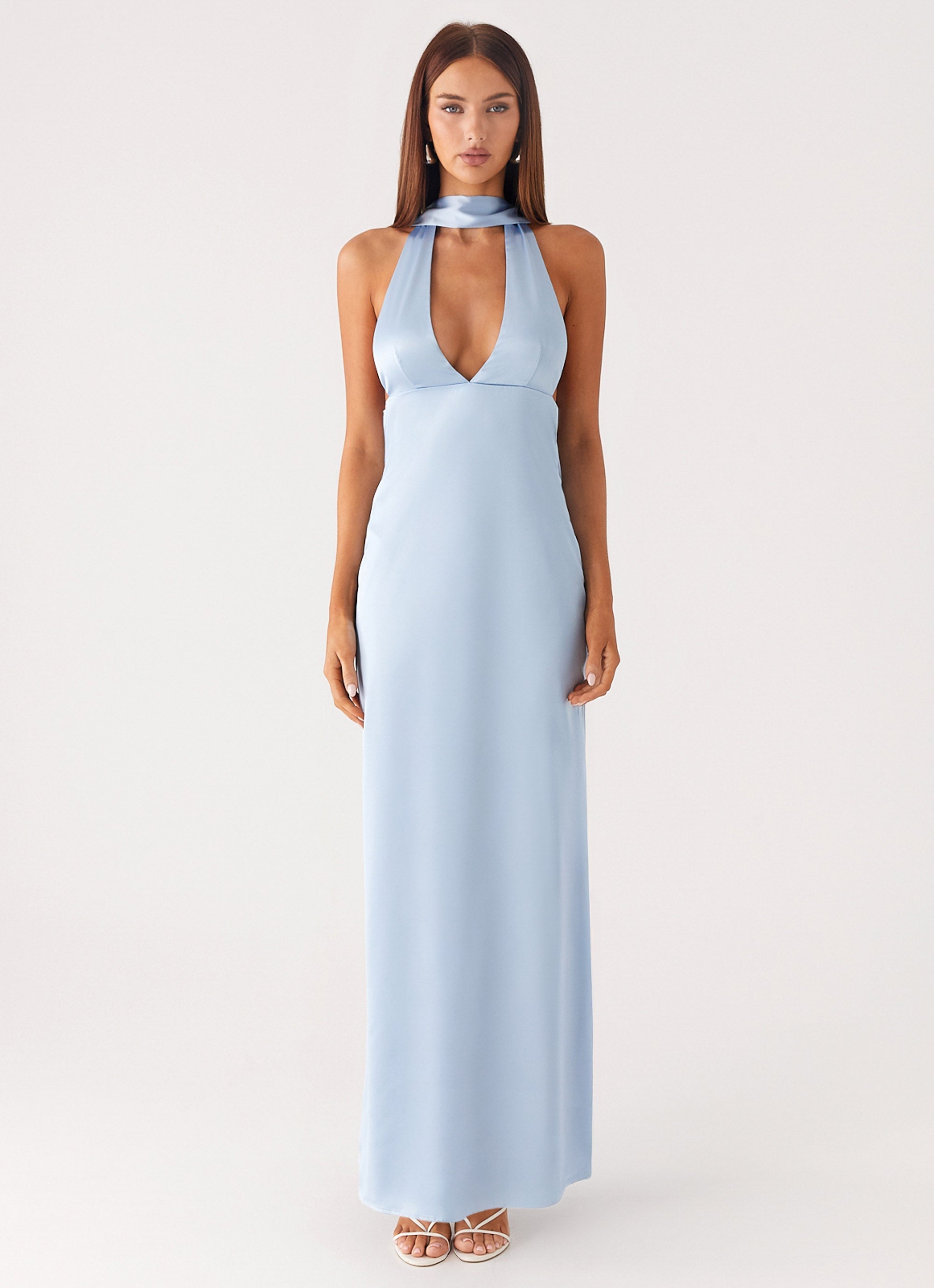 Alicia Satin Halter Maxi Dress