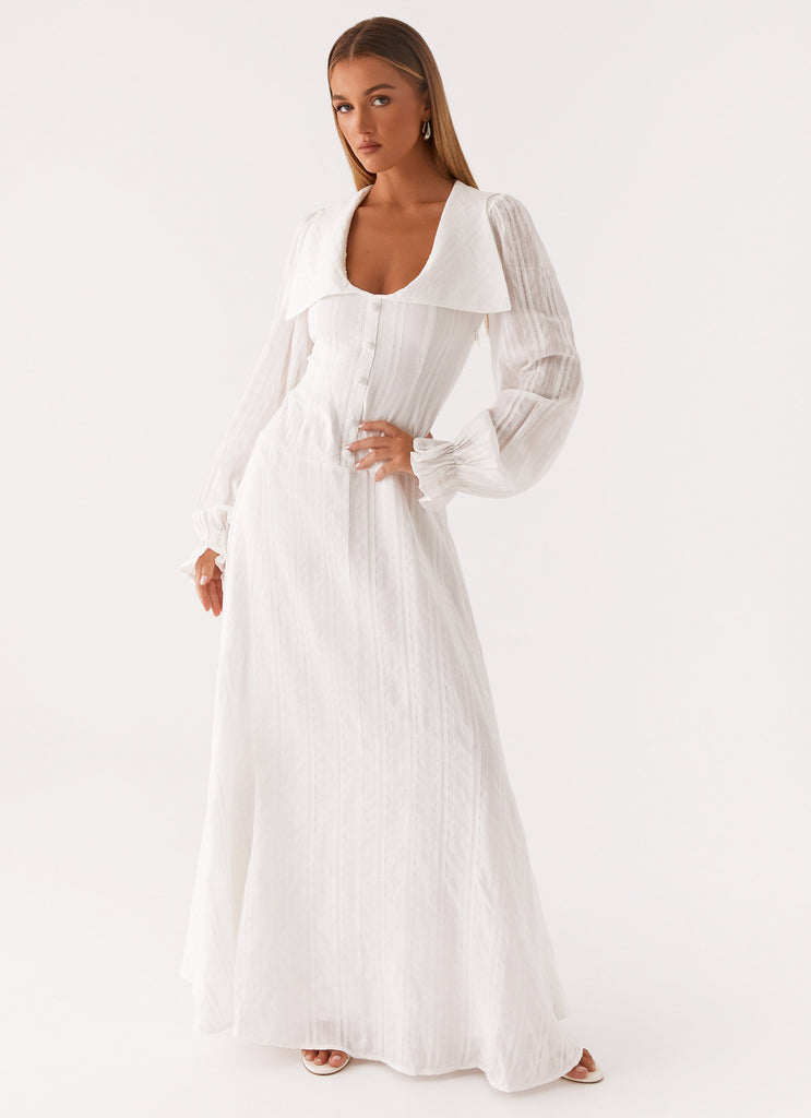 Alima Long Sleeve Maxi Dress - White Peppermayo UK Alima Long Sleeve Maxi Dress - White Peppermayo UK