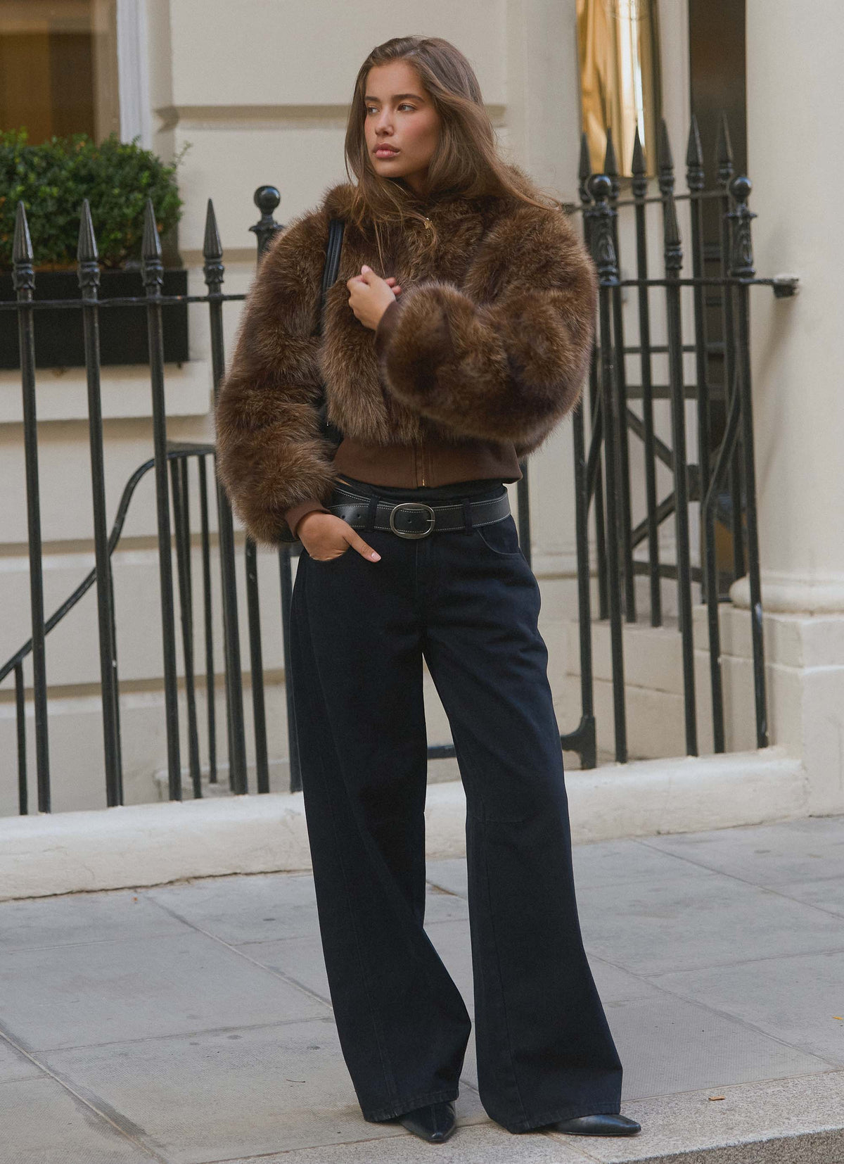 Alio Faux Fur Zip Jacket - Tan