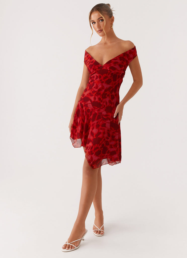 Alma Mini Dress - Deep Red Floral Peppermayo UK Alma Mini Dress - Deep Red Floral Peppermayo UK
