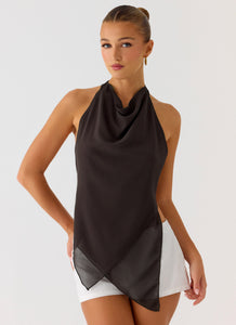 Altego Layered Backless Top - Cool Chocolate