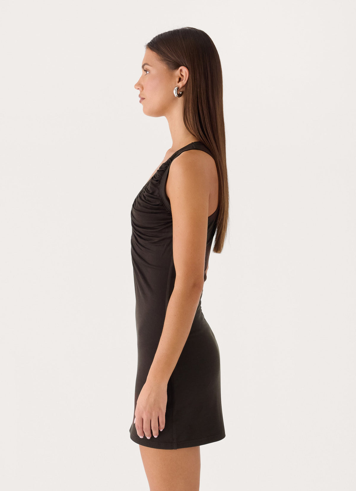 Amelina Ruched Mini Dress - Chocolate