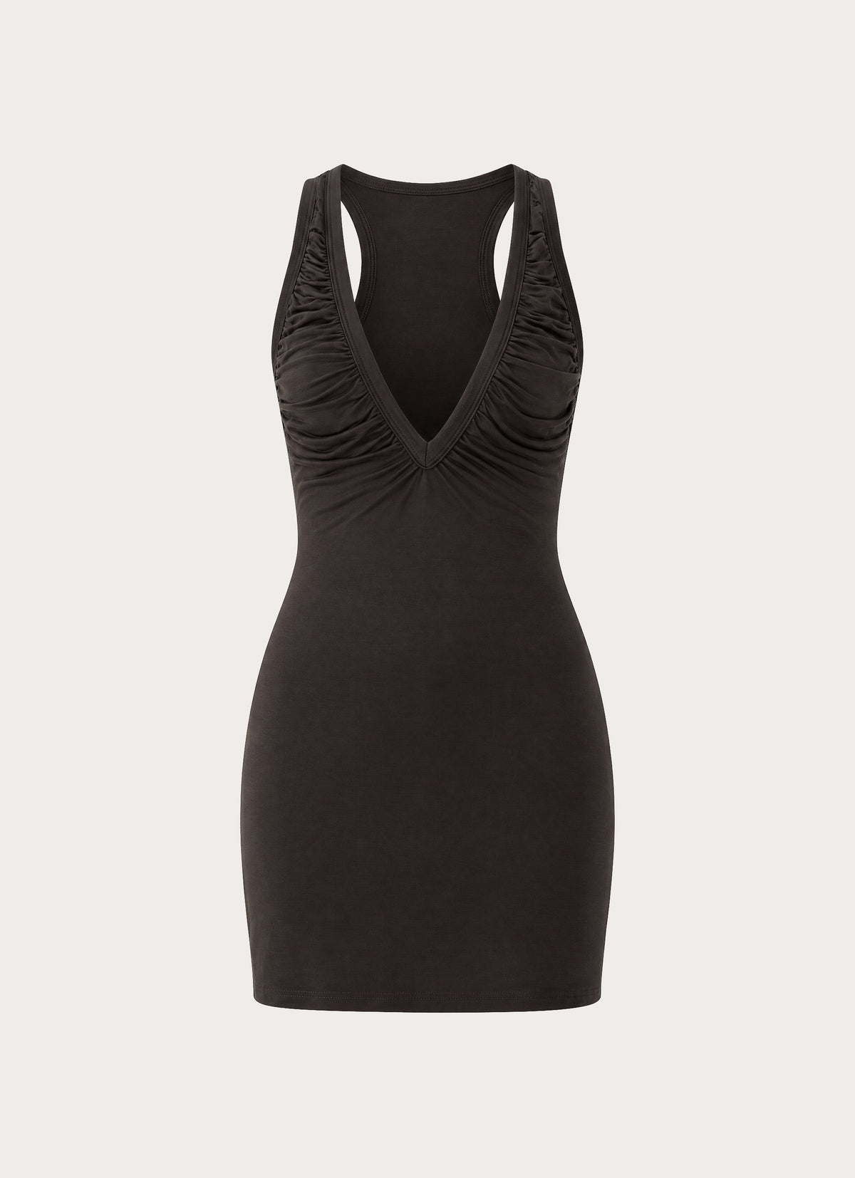 Amelina Ruched Mini Dress - Chocolate