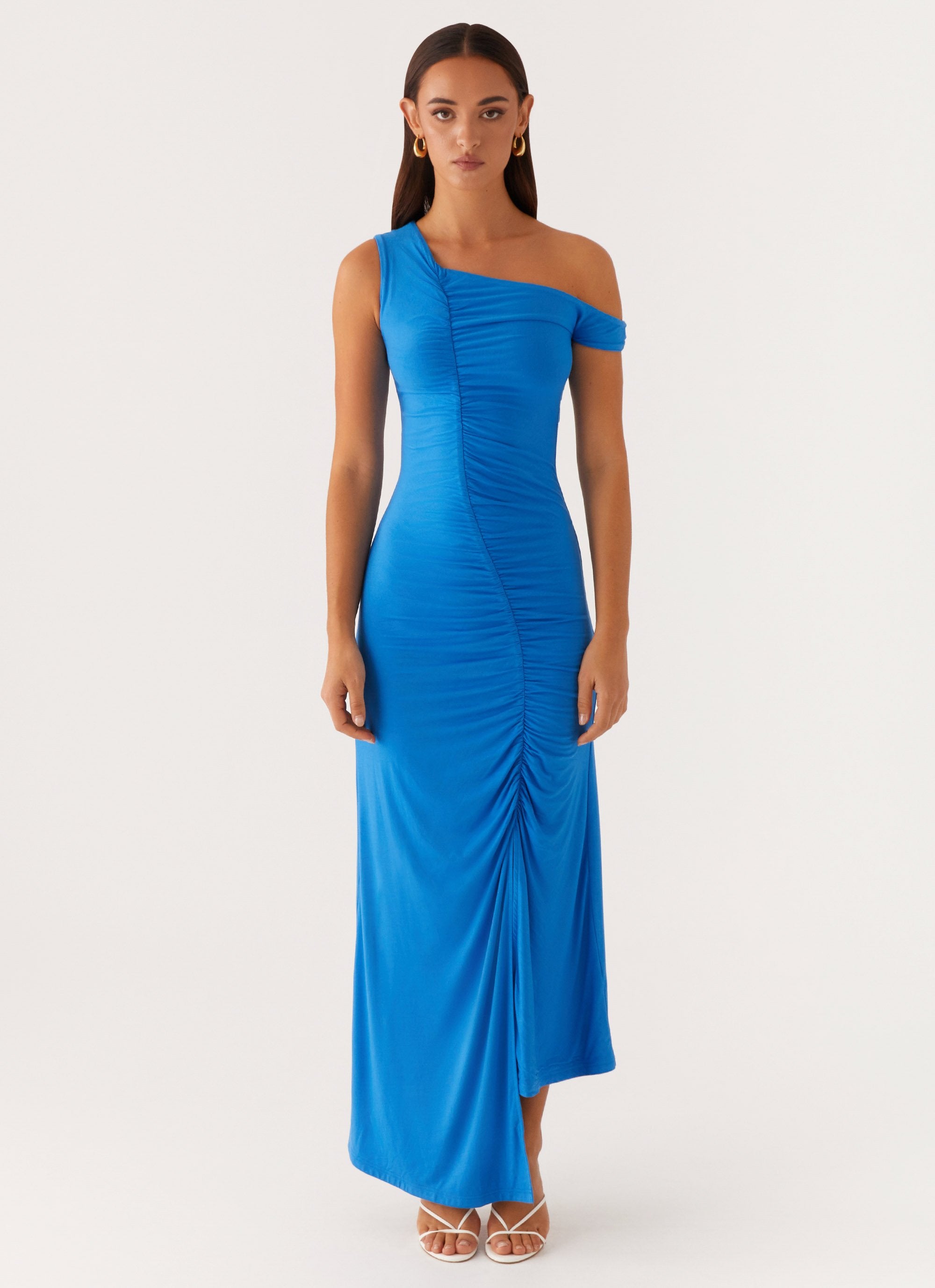 Anaya Ruched Asymmetrical Maxi Dress