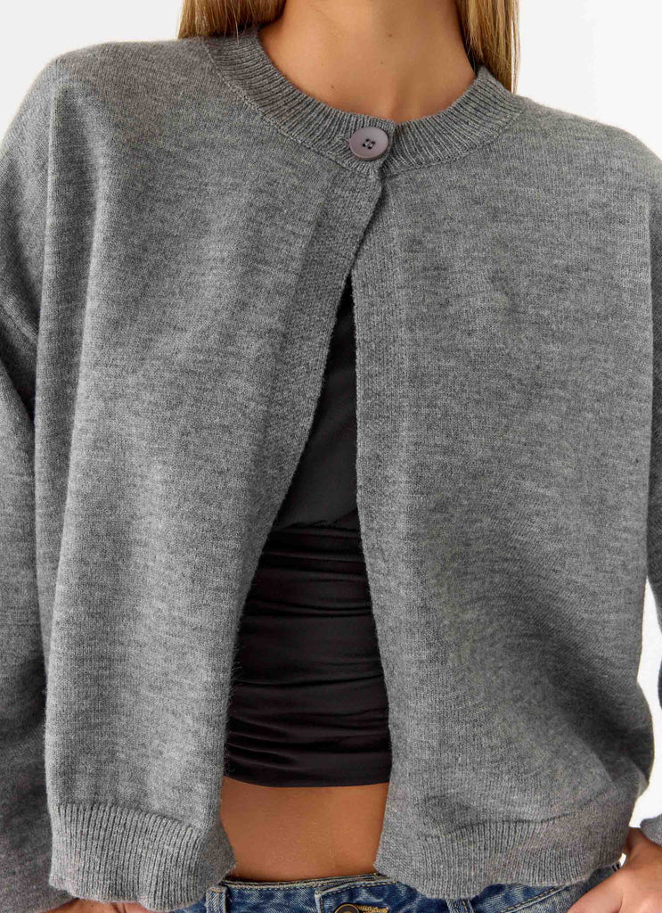 Annie One Button Cardigan - Marle Grey