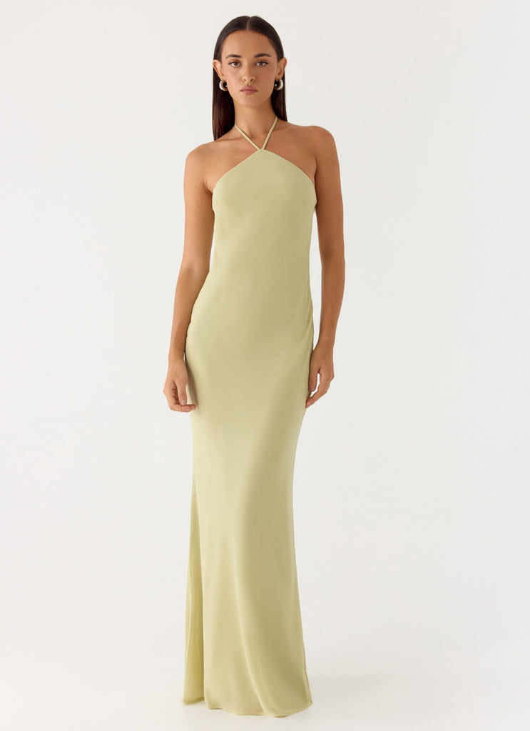 sachin and babi light blue dress Maya Sage Green Floral Embellished Halter Neck Maxi Dress – Maya Deluxe main image 1