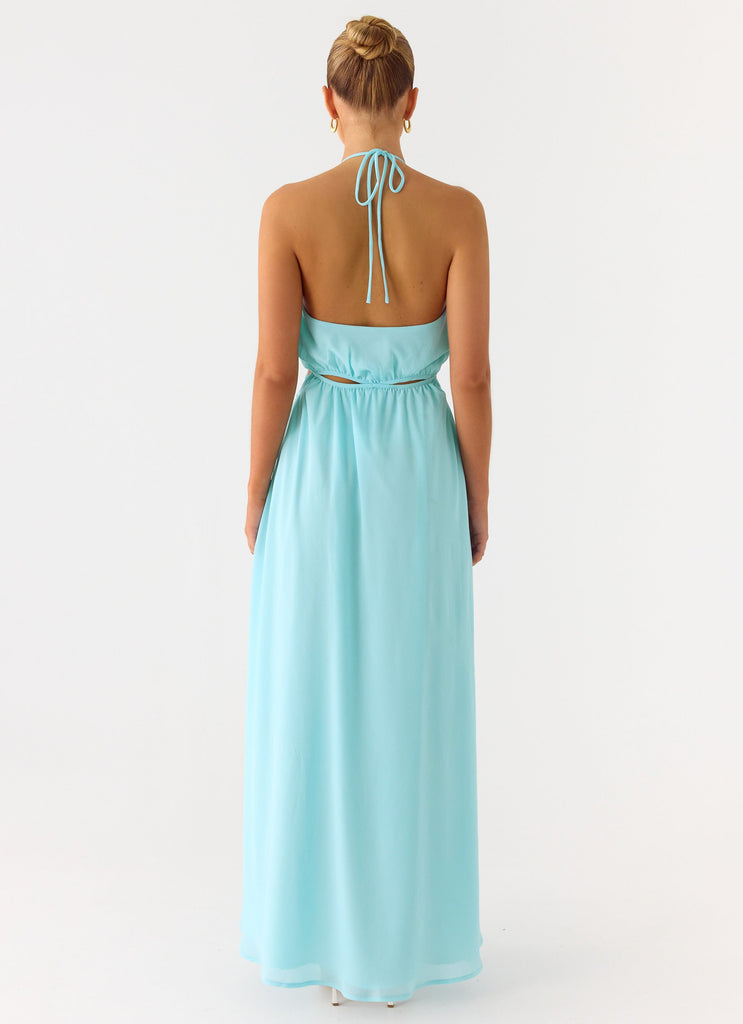 Ardenzelle Chiffon Halter Neck Maxi Dress - Turquoise Peppermayo UK Ardenzelle Chiffon Halter Neck Maxi Dress - Turquoise Peppermayo UK
