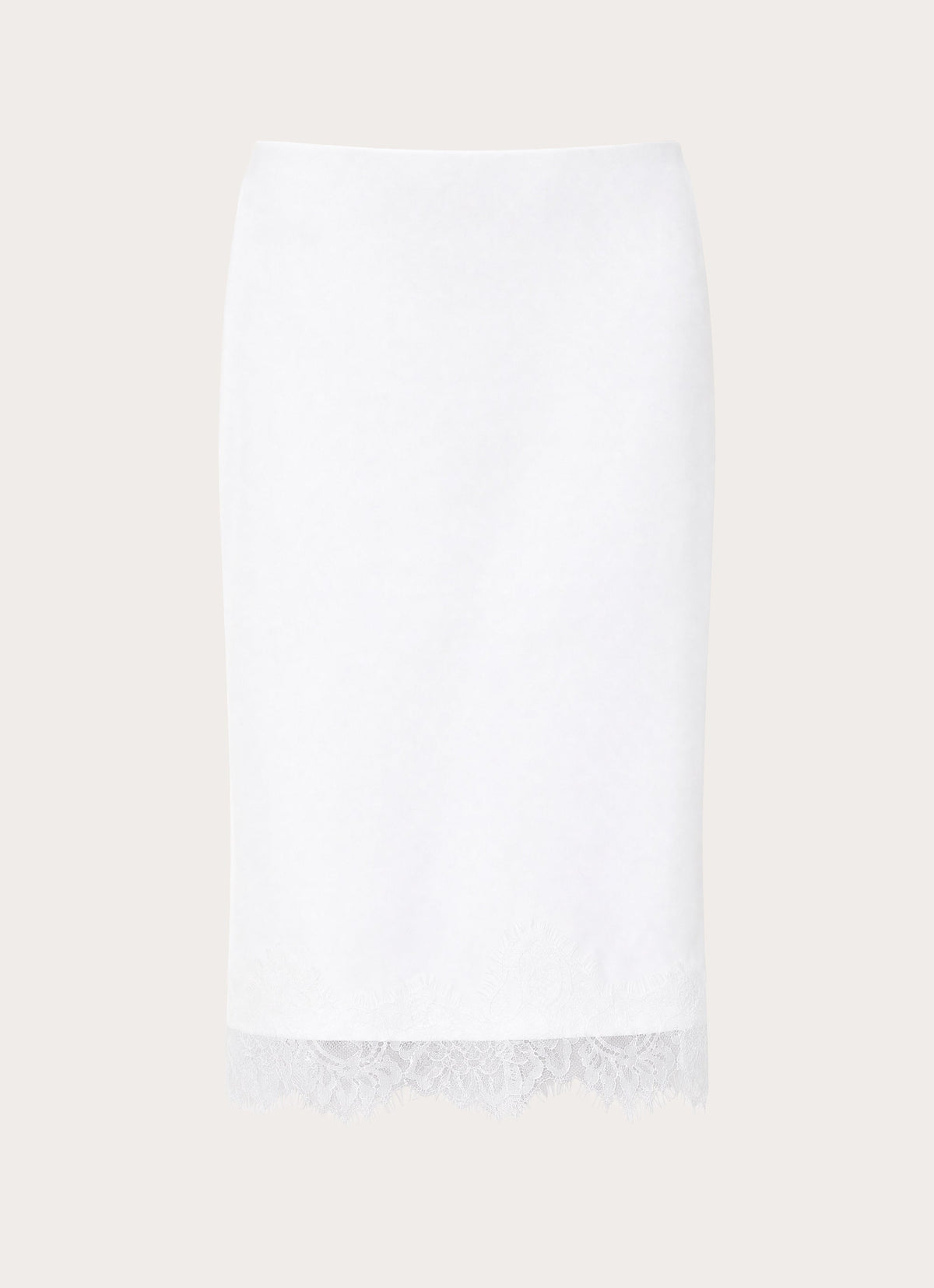 Argelia Lace Trim Midi Skirt - White