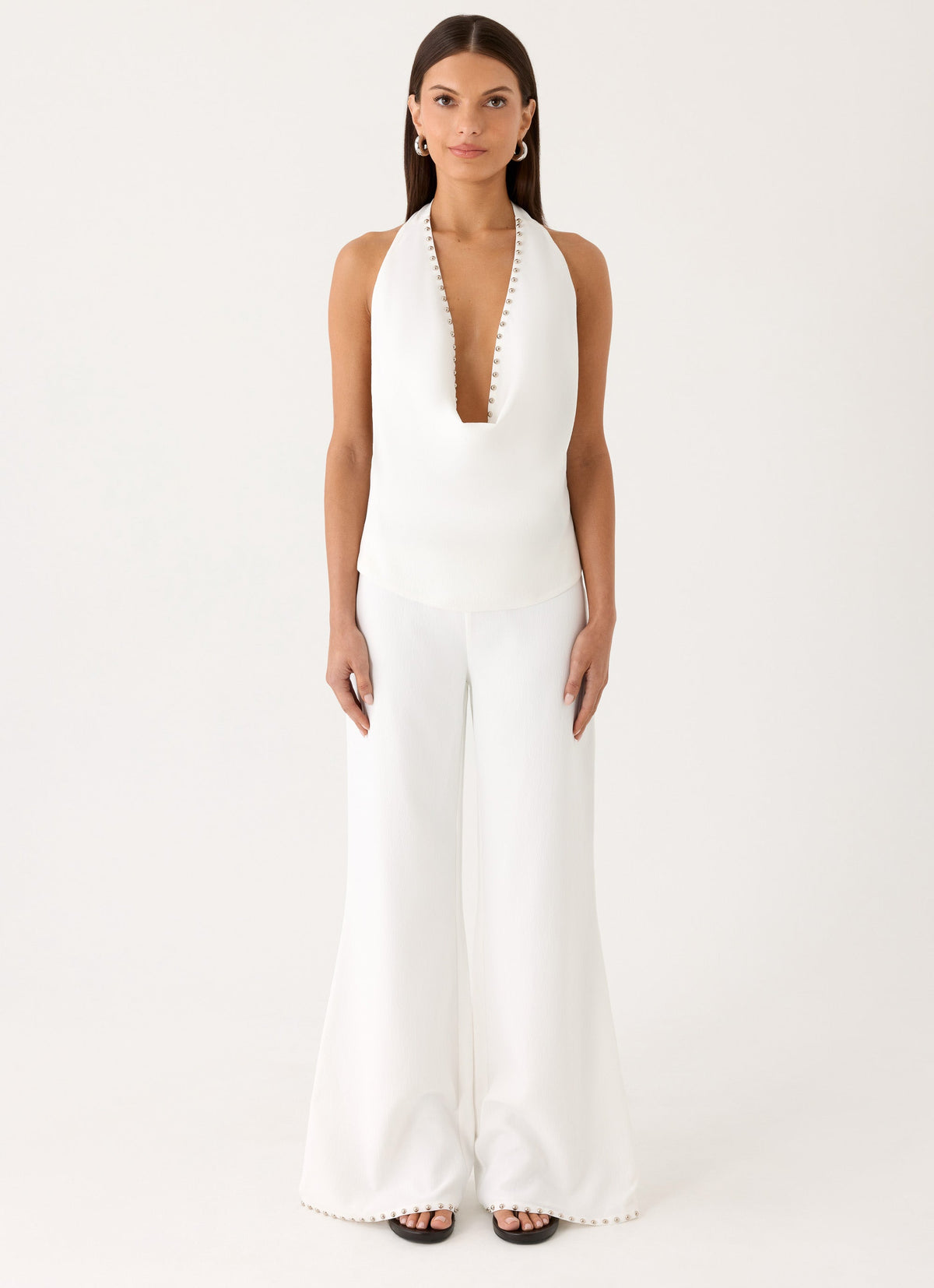 Ashika Studded Top - White