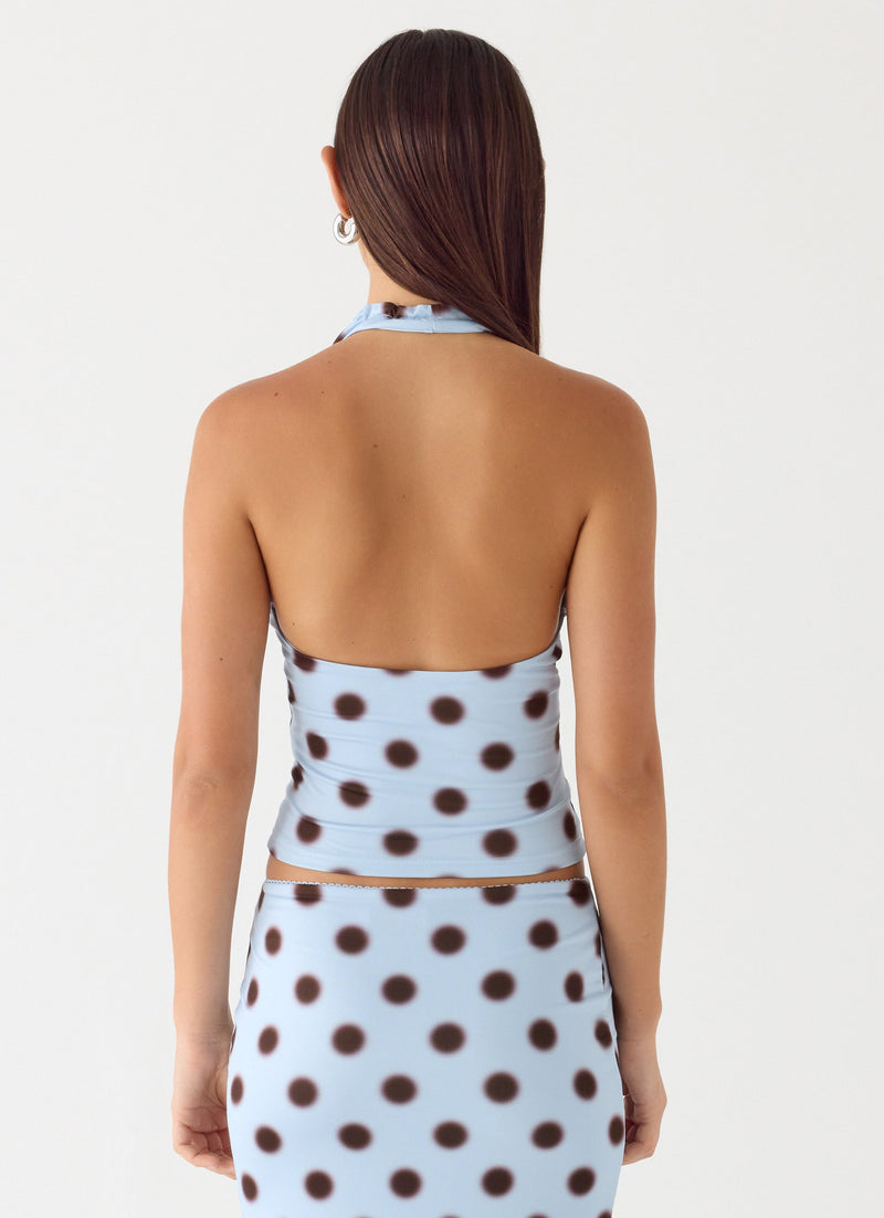Ask You Twice Top - Blue Mocha Dot