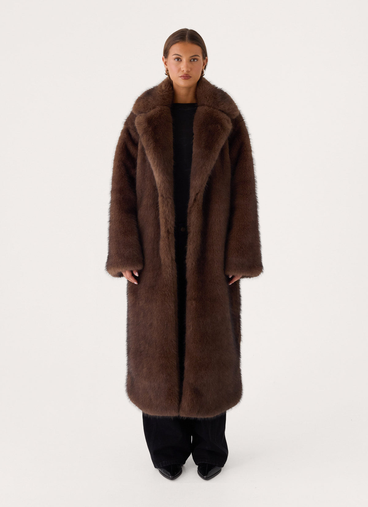Aspen Avenue Faux Fur Coat - Chocolate