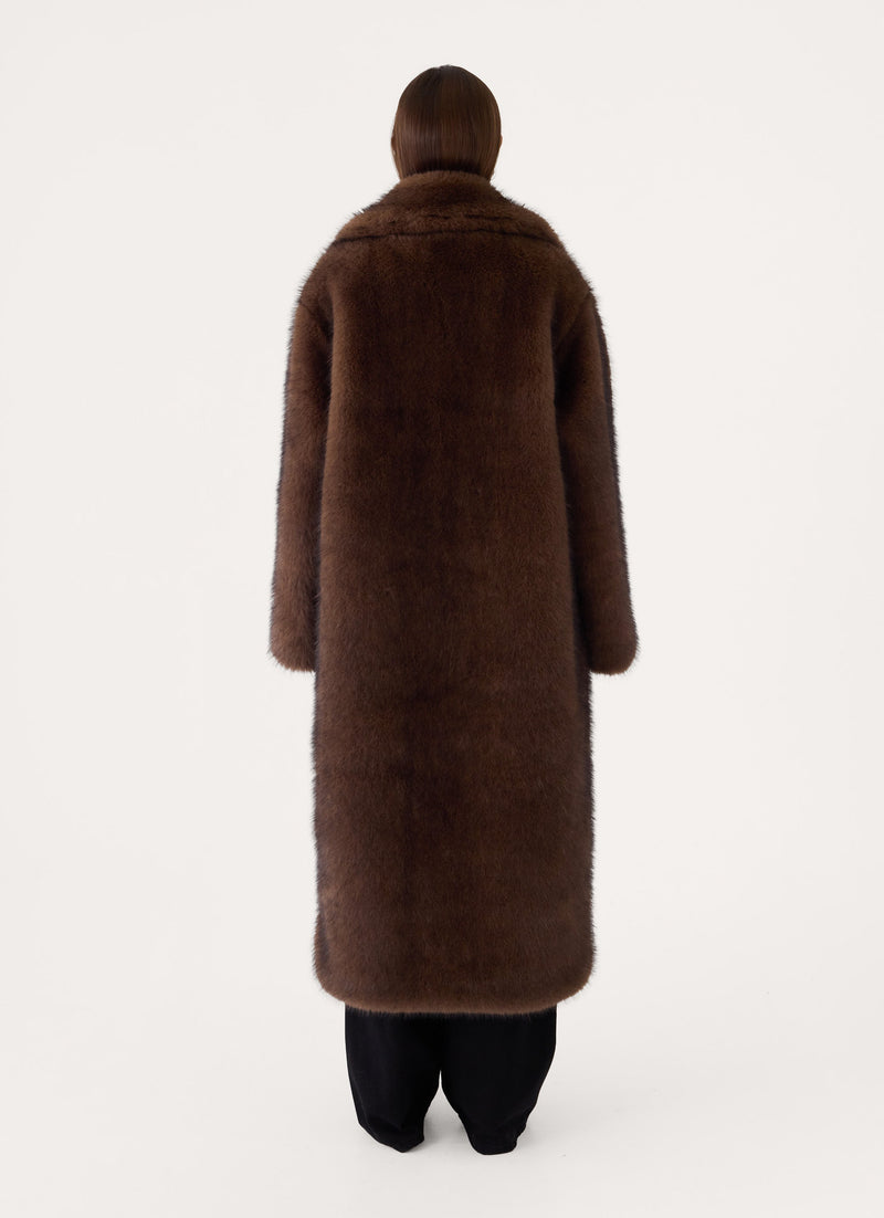 Aspen Avenue Faux Fur Coat - Chocolate