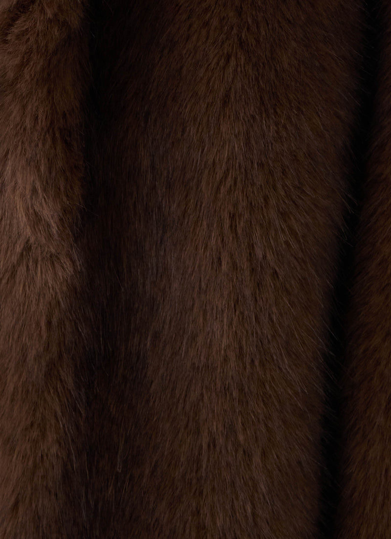 Aspen Avenue Faux Fur Coat - Chocolate