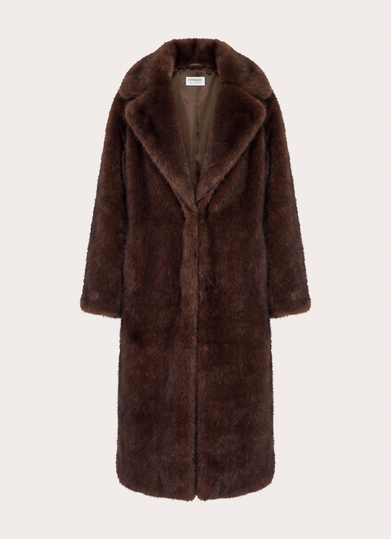 Aspen Avenue Faux Fur Coat - Chocolate