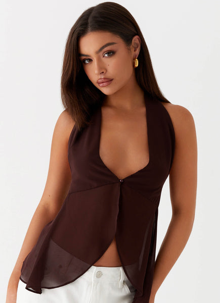 At Last Halterneck Top - Brown – Peppermayo UK