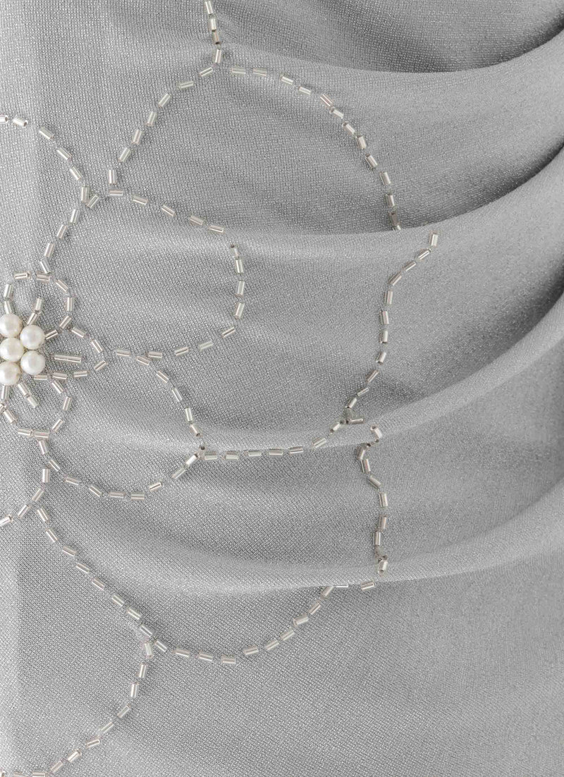 Atenea Cowl Mini Dress - Silver