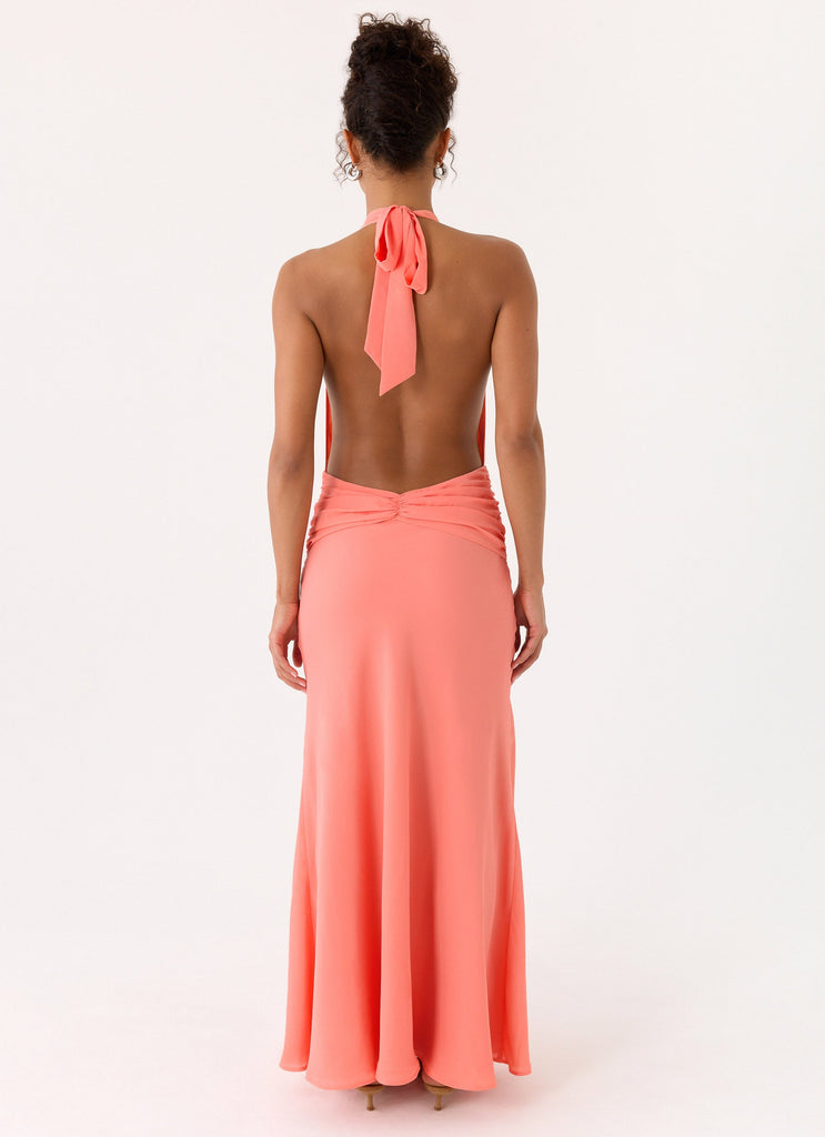 Attina Halter Maxi Dress - Coral