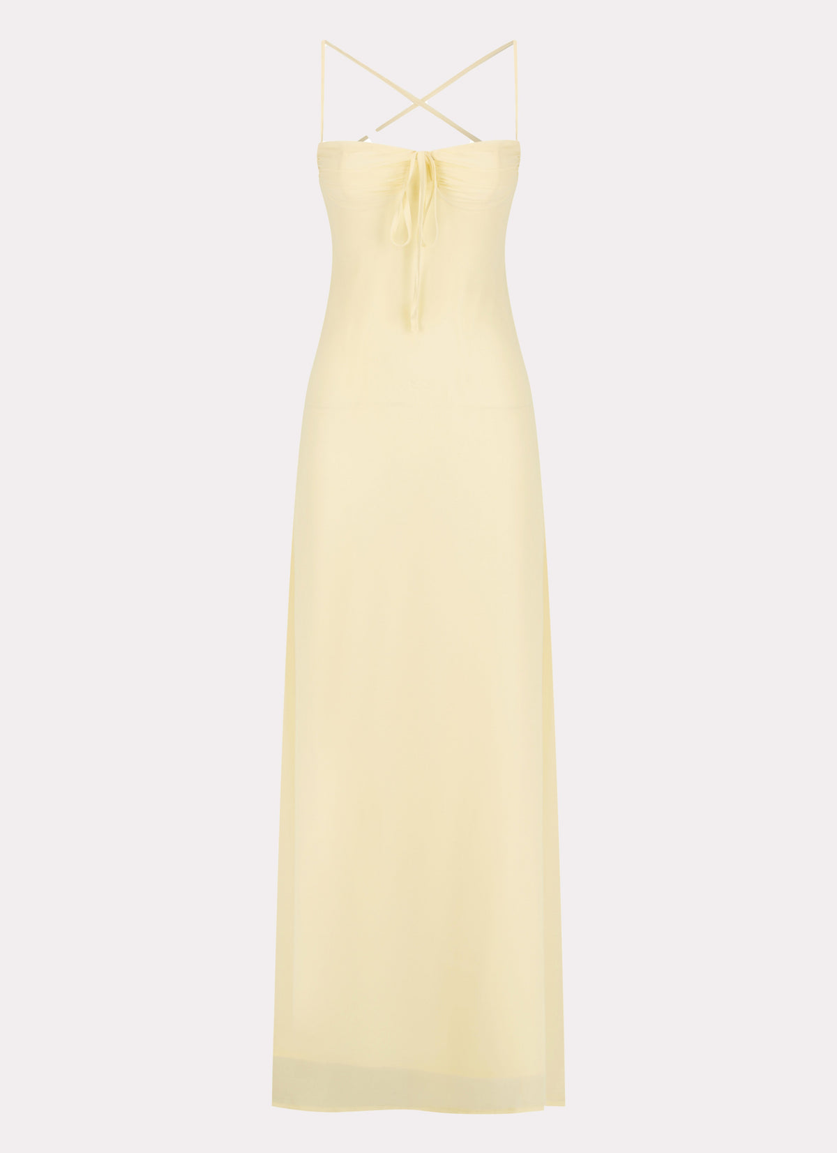 Womens Aveline Bustier Maxi Dress in the colour Yellow in front of a light grey background