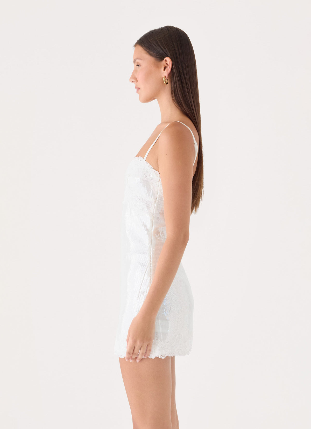 Averie Sequin Mini Dress - White
