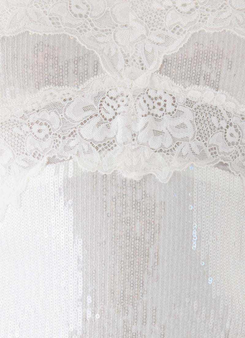 Averie Sequin Mini Dress - White