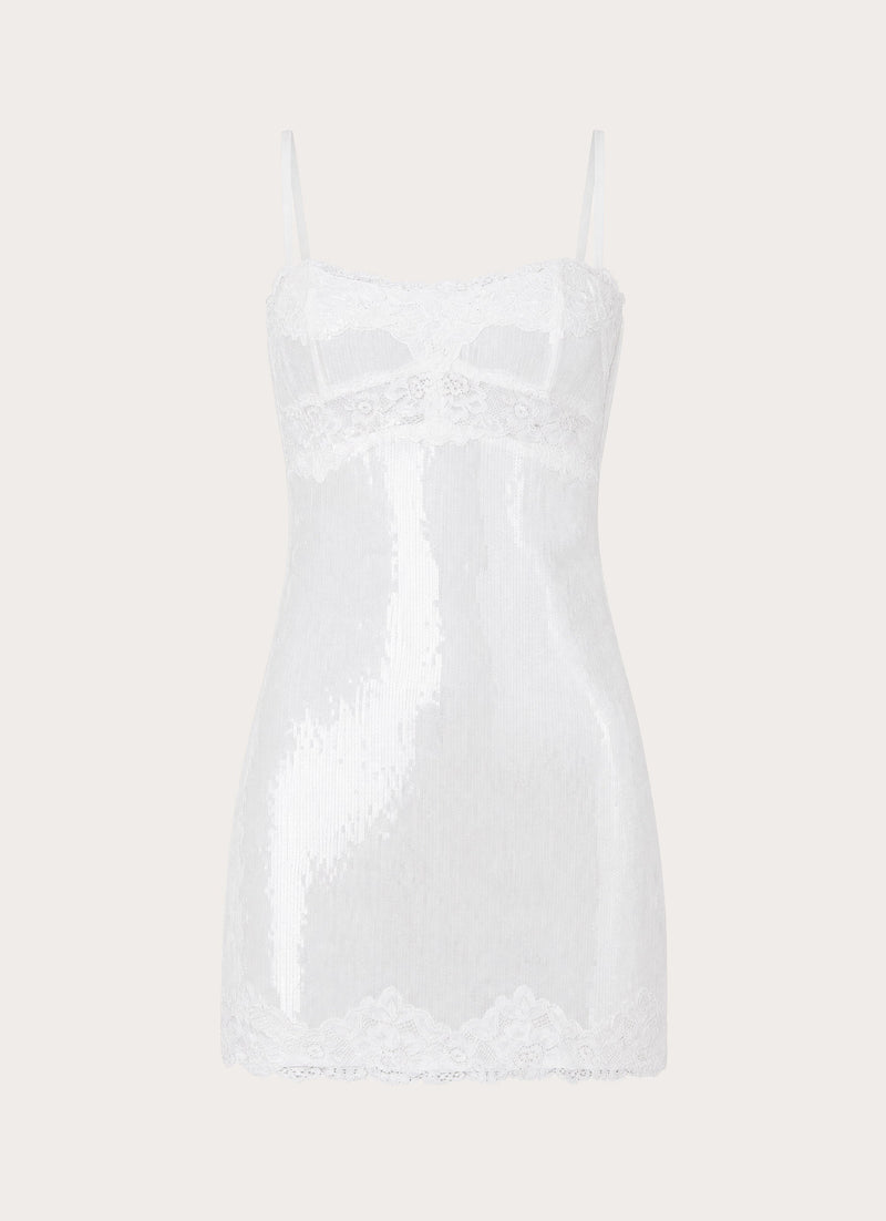 Averie Sequin Mini Dress - White