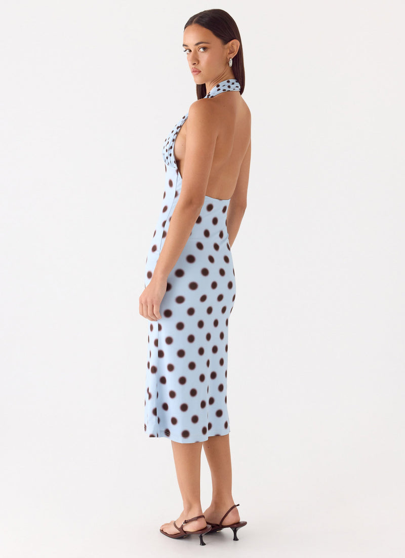 Awuku Midi Dress - Blue Mocha Dot