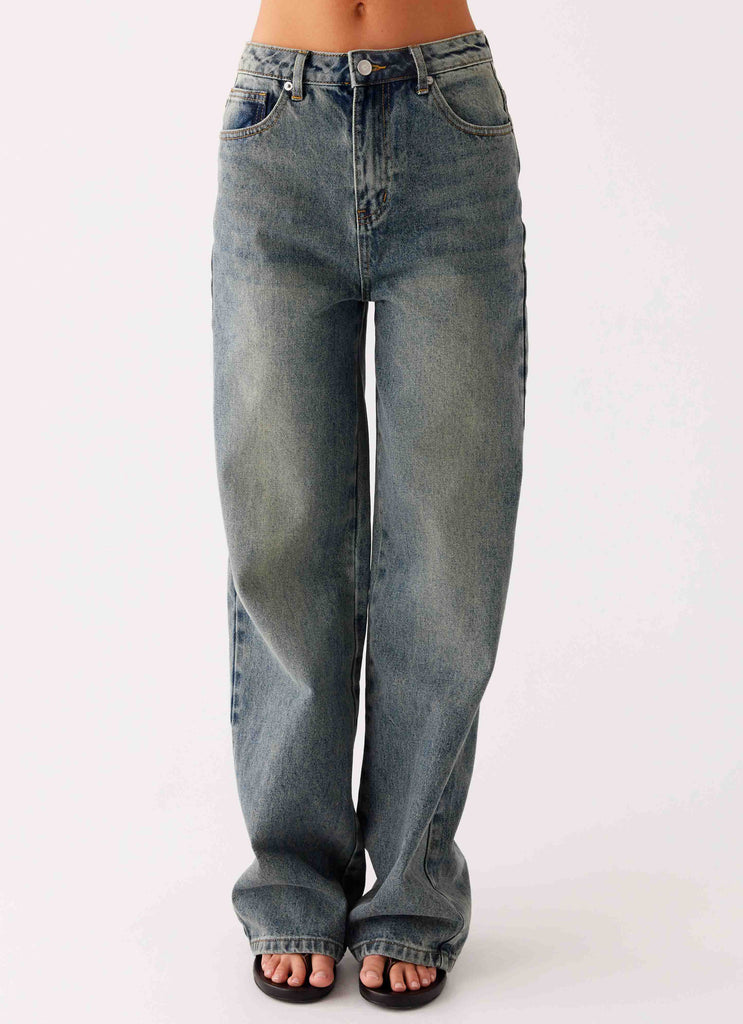 Back Again Straight Leg Denim Jeans - Dirty Wash