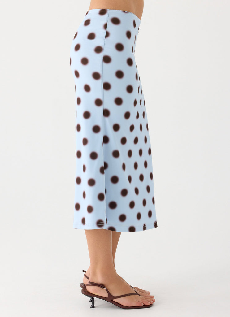 Bahama Low Rise Midi Skirt - Blue Mocha Dot – Peppermayo UK