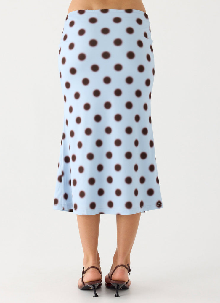 Bahama Low Rise Midi Skirt - Blue Mocha Dot