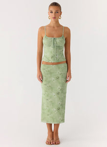 Bahama Low Rise Midi Skirt - Blurred Lime