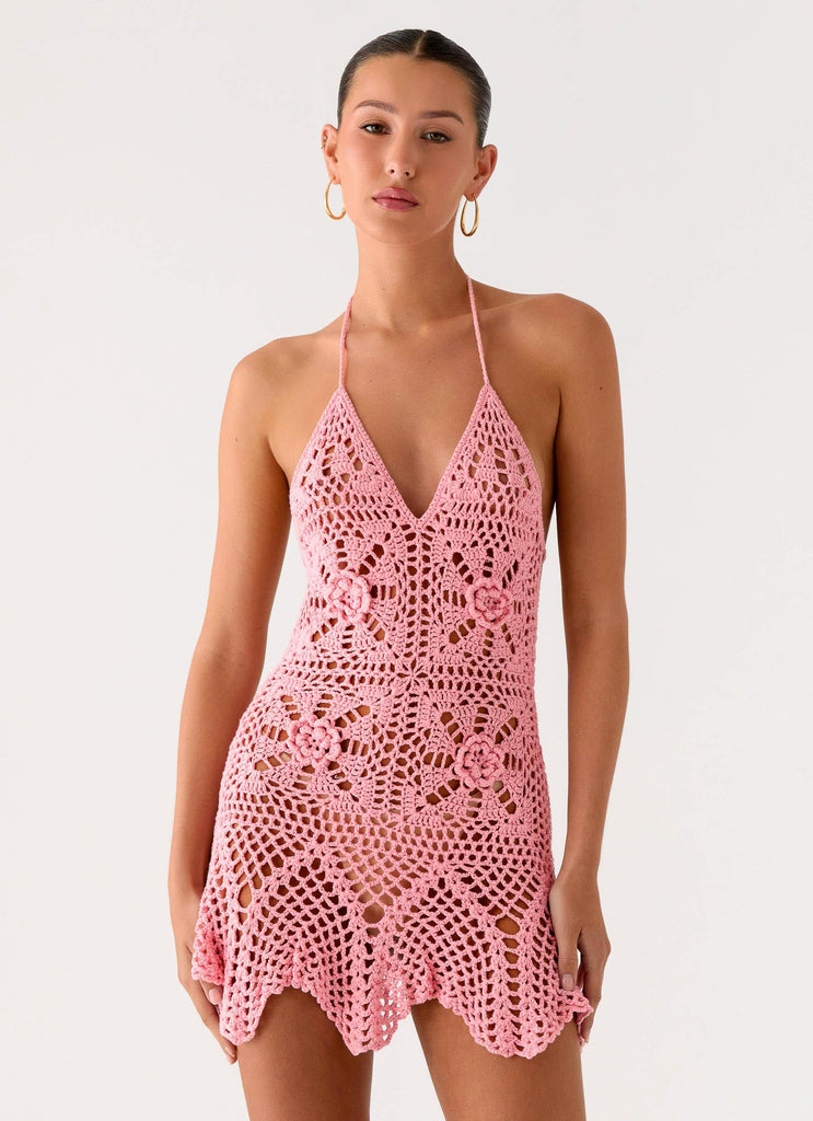 Beach Days Crochet MinI Dress - Pink Peppermayo UK Beach Days Crochet MinI Dress - Pink Peppermayo UK